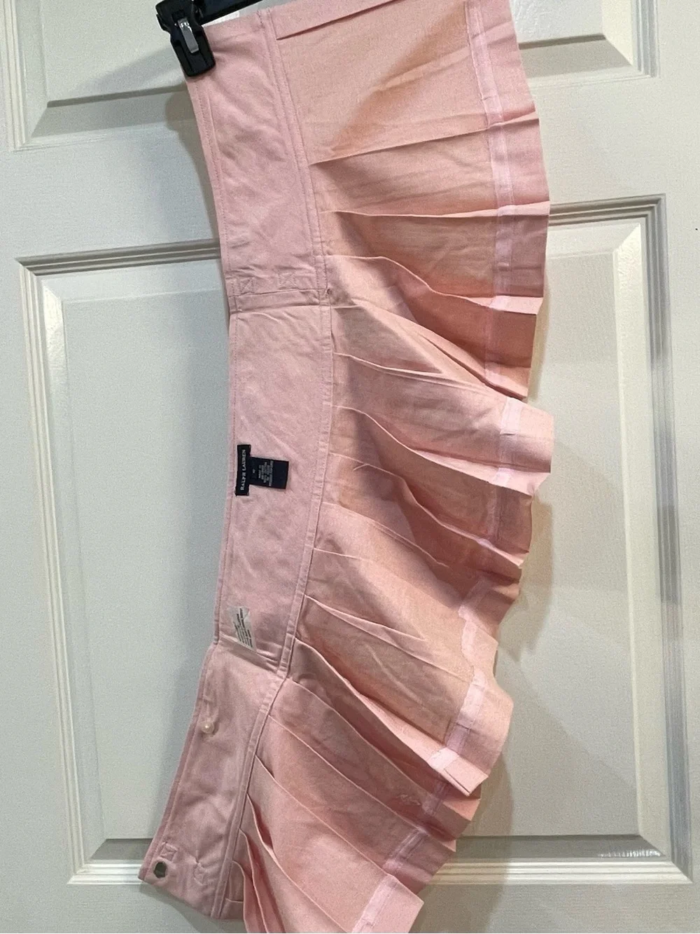 Ralph Lauren Light Pink Pleated Skirt with Green-Trim Buckles
